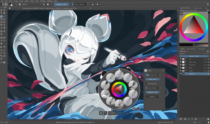 Krita, programa de ilustração digital e edição de imagens.